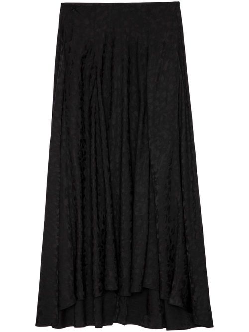 Jeanne leopard silk skirt - Black