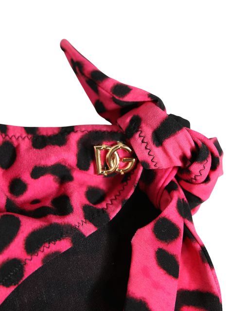 Leopard-Print Stretch Bikini Bottom — Pink