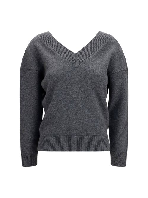Cashmere V-Neck Sweater — Gray