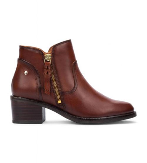Pikolinos for woman. W2D-8674 Bacarot brown leather high heel ankle boots (37), 5 to 8 cm, Zip, Casual