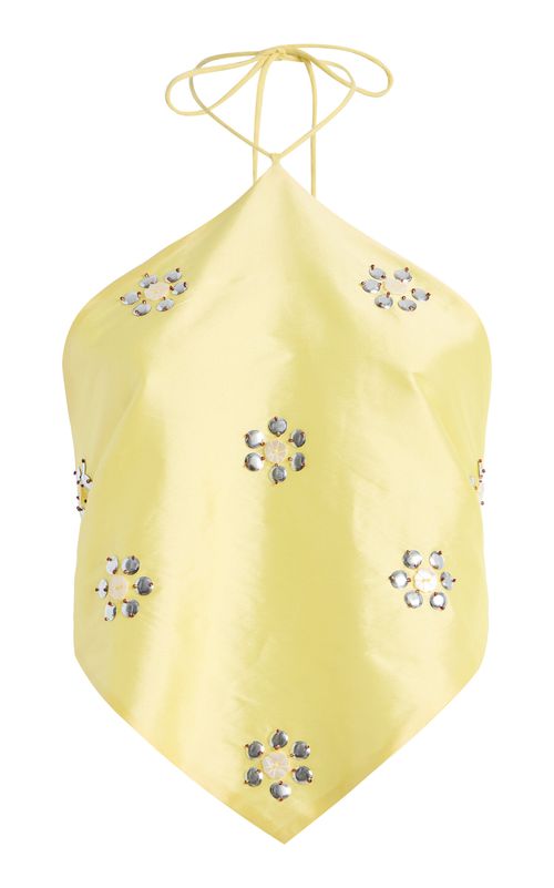 Exclusive La Isla Embellished Taffeta Triangle Halter Top - Moda Operandi
