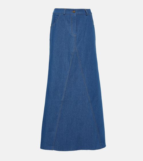Pilla low-rise denim maxi skirt