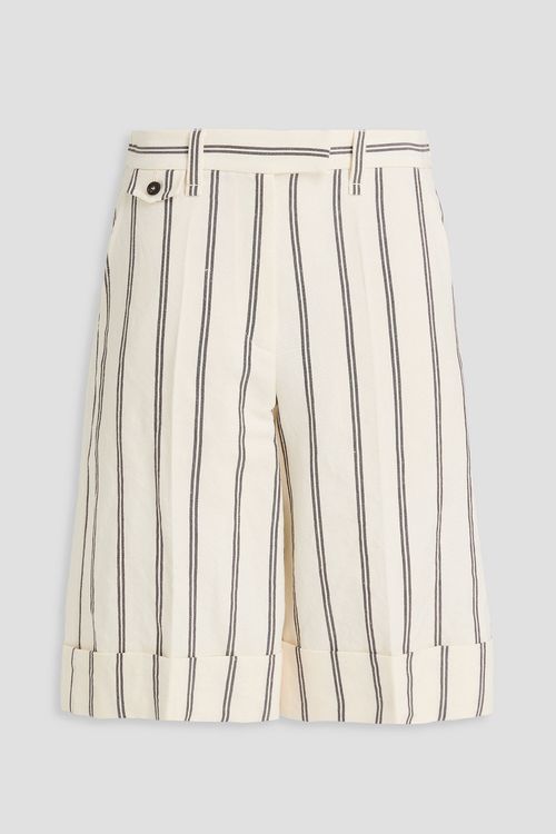 Striped linen and cotton-blend culottes - White - IT 40