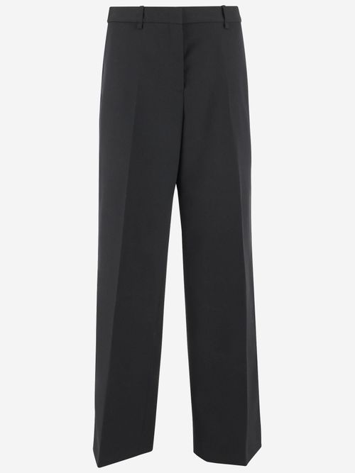 Tailored Wool Gabardine Trousers — Black