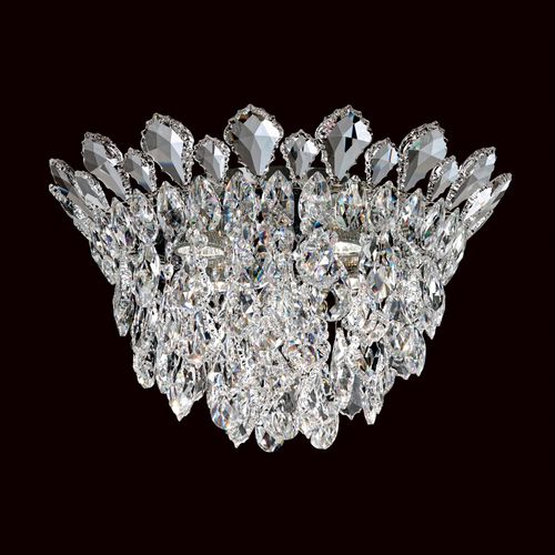 Schonbek Trilliane Strands 4-Light Ceiling Light in Stainless Steel with Clear Heritage Crysta