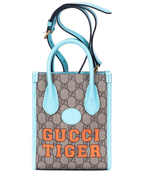 Beige & Blue Supreme Coated Canvas Tiger Tote, Never Carried (Authentic  Pre-Loved)