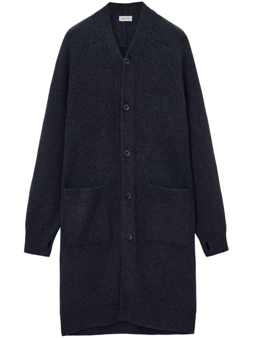 V-neck long cardigan - Grey