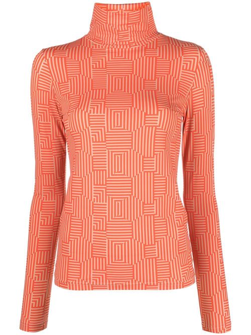 Selene stripe-print top - Red
