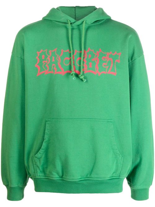 Logo-print drawstring hoodie - Green