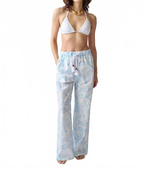 Petra Pant In White & Blue