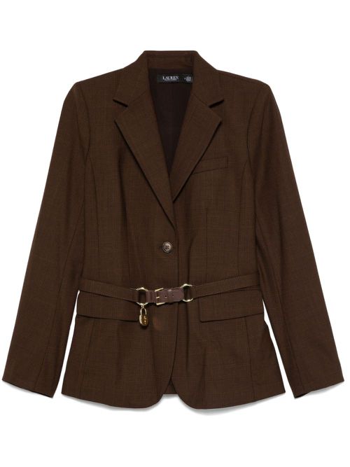 Glen-plaid belted blazer - Brown