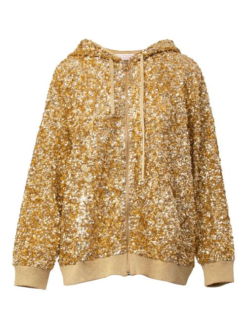 Sequinned zip-up hoodie - Gold