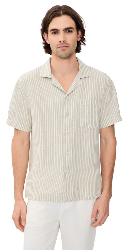 Striped Linen Camp Shirt Saltlines