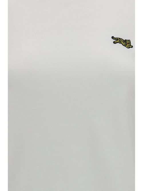 Jumping Tiger Embroidered T-Shirt — White