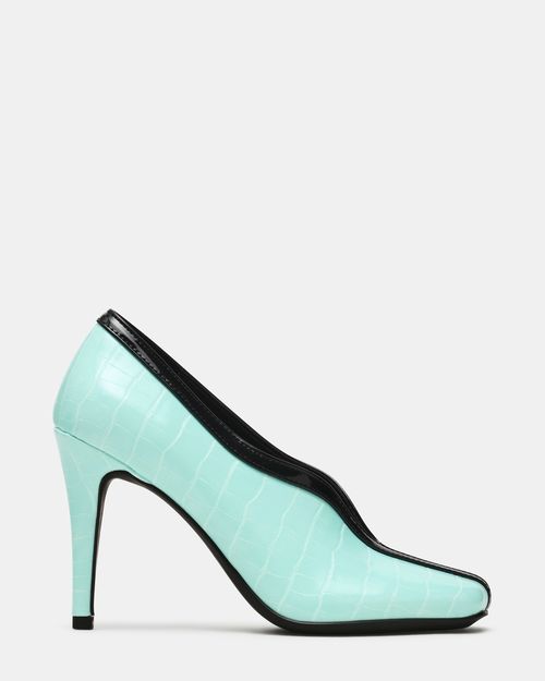 Steve Madden Women's Vita Square Toe Heels - Turquoise Multi - - Leather