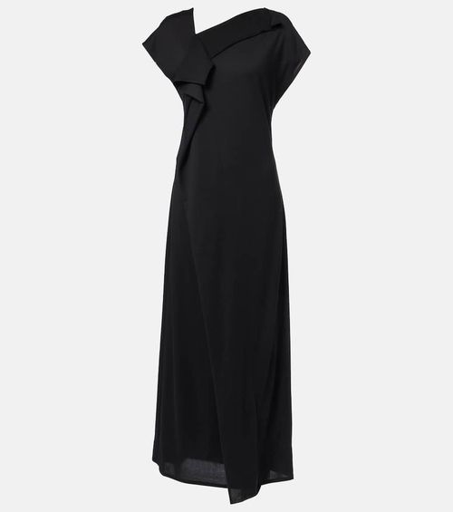 Asymmetric draped midi dress