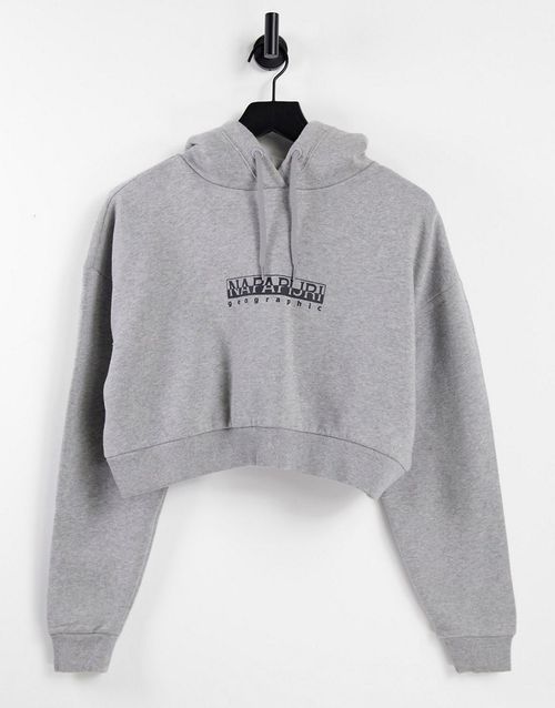 Box cropped hoodie in light grey