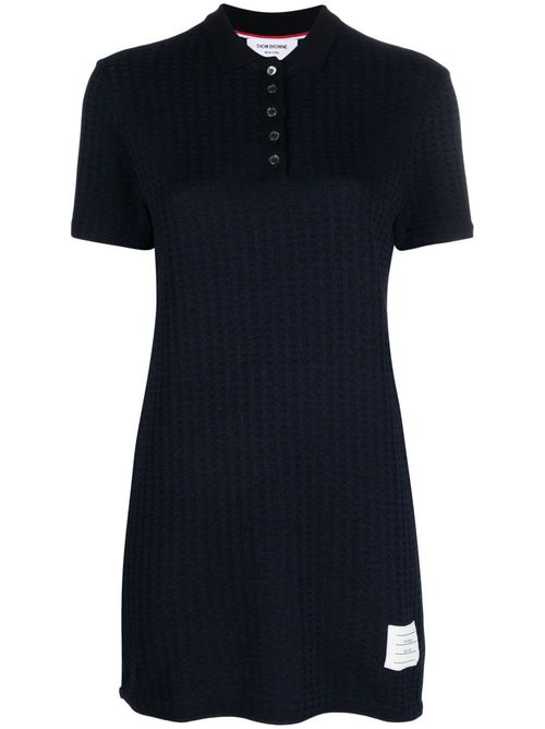 Checked jacquard polo minidress - Blue