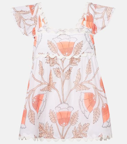 Printed scalloped cotton top