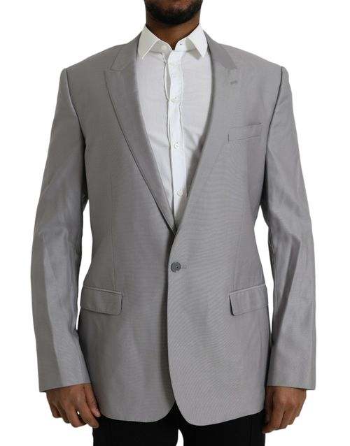Virgin Wool Single-Breasted Blazer — Gray