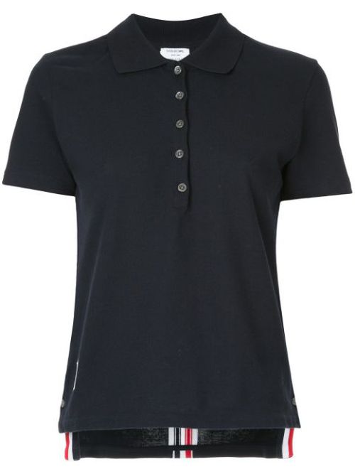 Stripe-trim polo top
