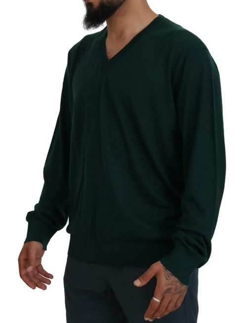 Cashmere V-Neck Sweater — Green