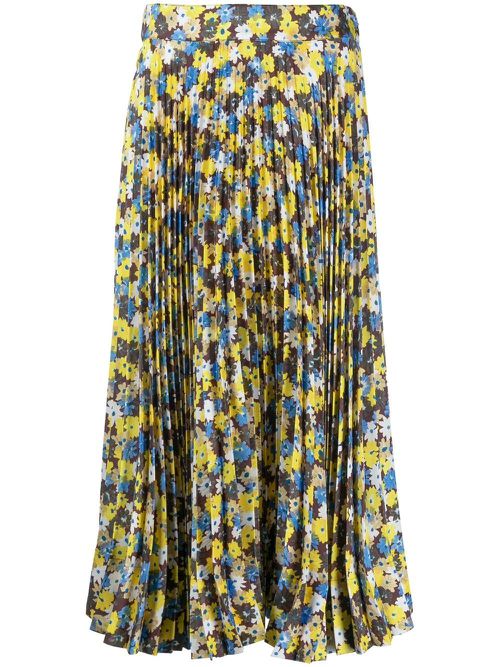 Twill Daisy Bouquet print skirt - Brown
