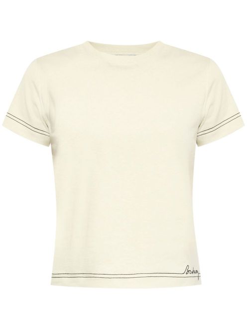 Logo-embroidered crop top - Neutrals