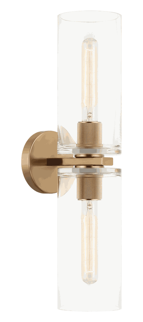 Aged Gold Brass Two Light Wall Sconce from the Lincoln Collection