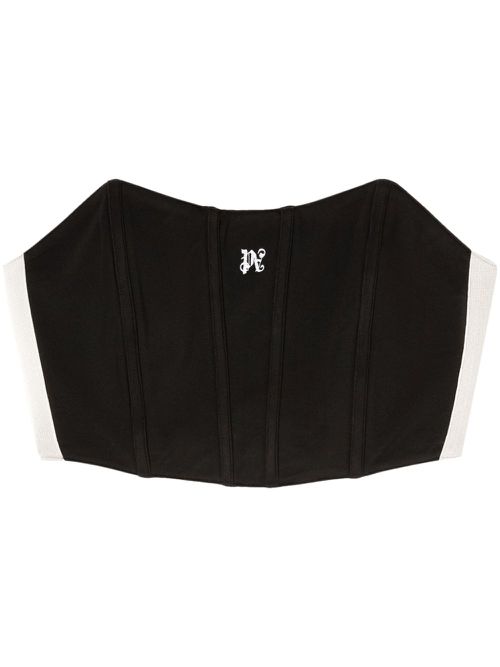 Monogram-print corset top - Black