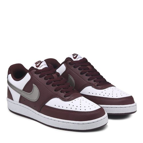 Women's Court Vision Low Sneakers (White/Burg/Silver)