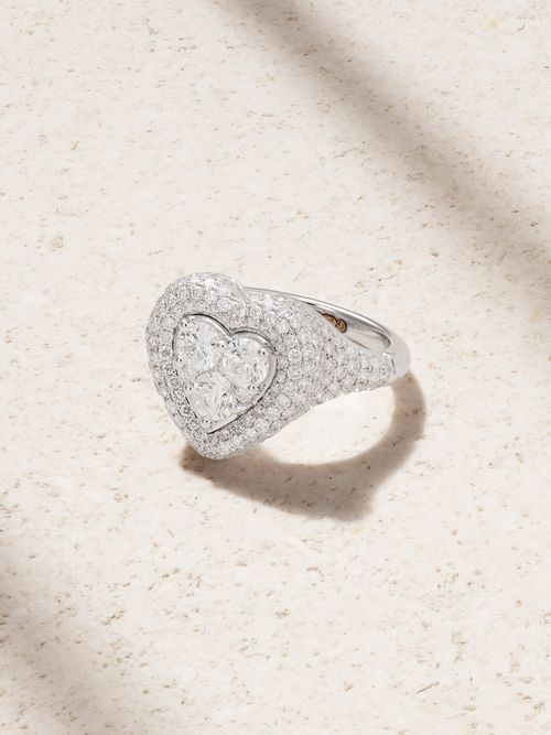 Manaal 18-karat White Gold Diamond Pinky Ring - 3