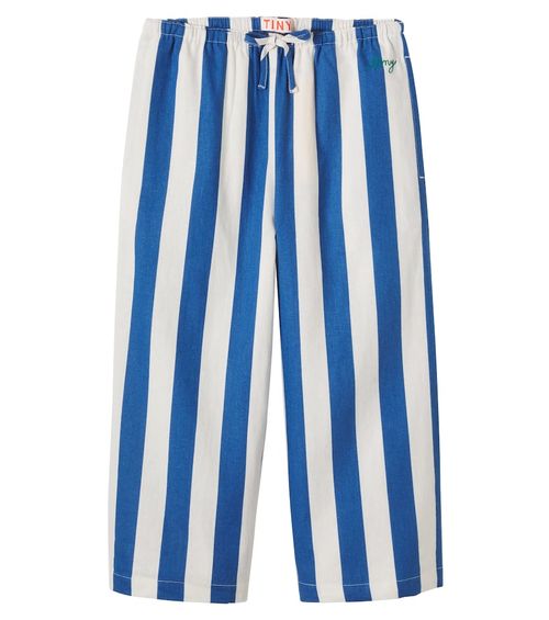 Striped linen and cotton wide-leg pants