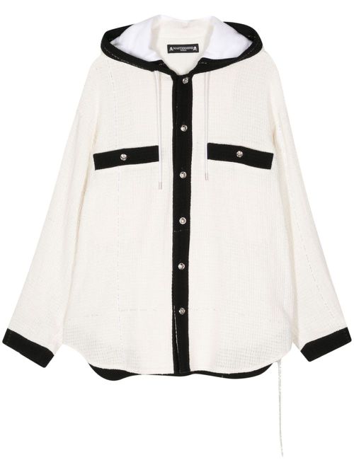 Logo-embroidered tweed jacket - White