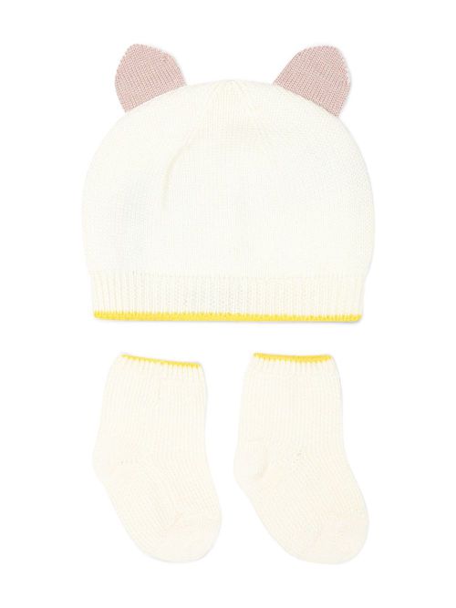 Animal-ears hat set - White