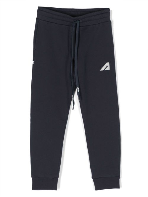 Logo-embroidered cotton track pants - Blue
