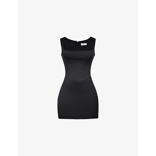 Womens Black Enya Fitted Woven Mini Dress