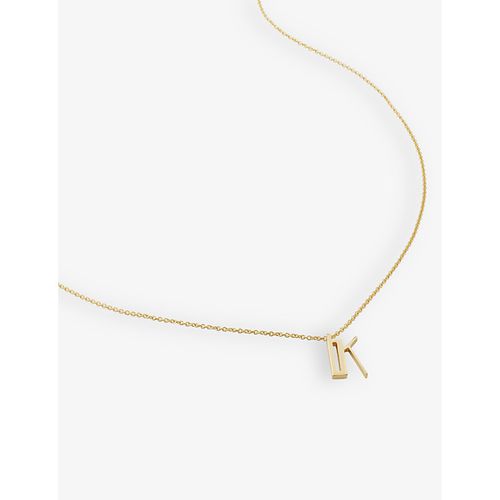 Womens Gold K Letter-charm 18ct Yellow Gold-plated Vermeil Recycled Sterling-silver Pendant Necklace 