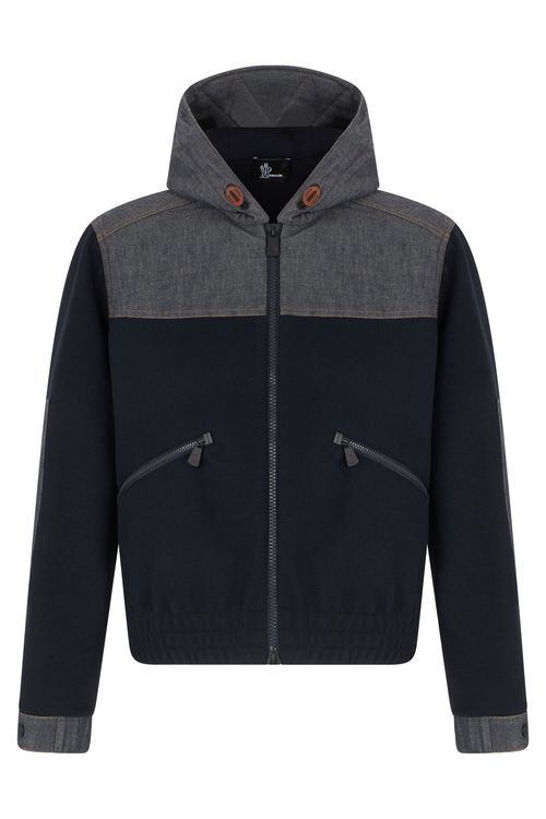 Sophisticated Bimaterial Hoodie with Zip - Size 0