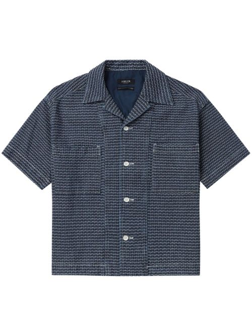 Geometric-print cotton shirt - Blue