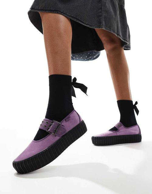 Mary Jane Creeper shoe with strap detail in purple