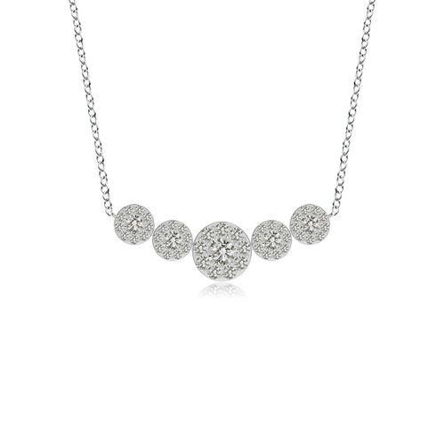 Angara 1.01 Carats Graduated Five Stone Diamond Halo Necklace in 14K White Gold