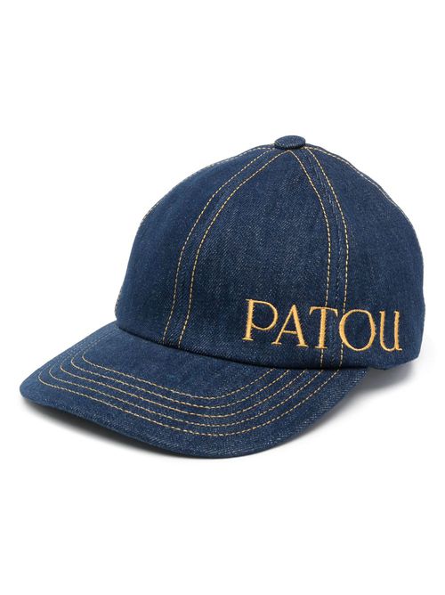 Logo-embroidered denim baseball cap - Blue