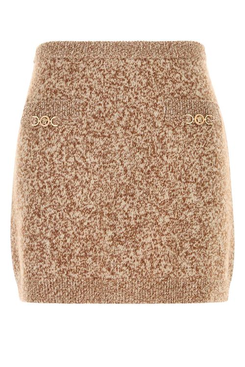 Two-tone Virgin Wool Blend Mini Skirt