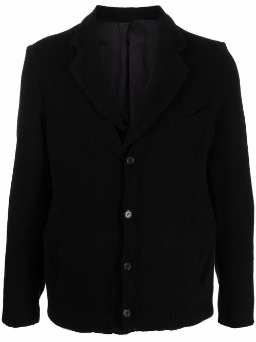 Single-breasted knitted blazer - Black