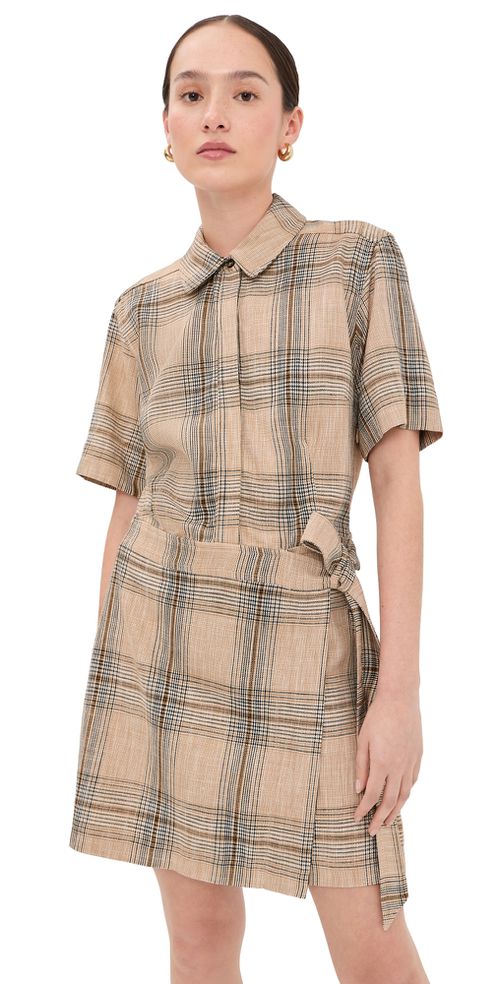 Jensen Wrap Dress Rattan Plaid