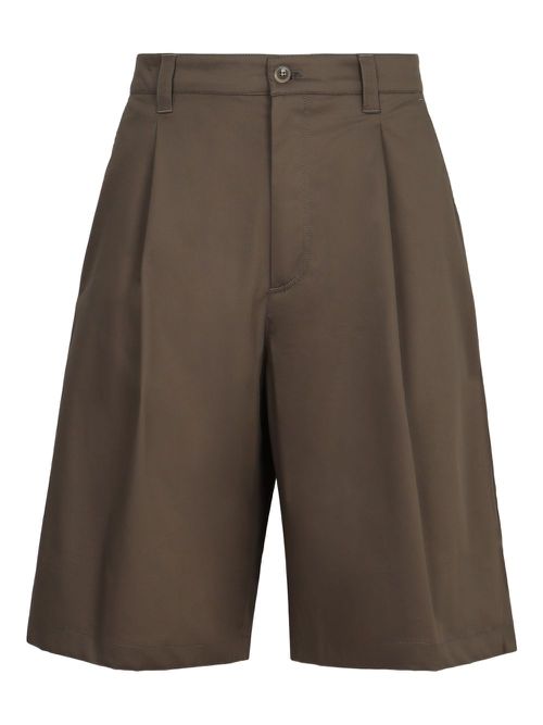 Cotton-blend bermuda shorts - Brown
