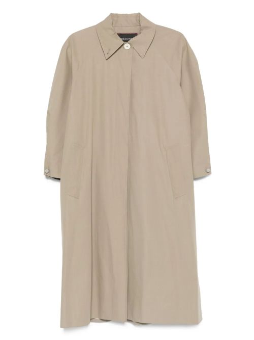 Button-Fastening Raglan-Sleeve Coat — Beige