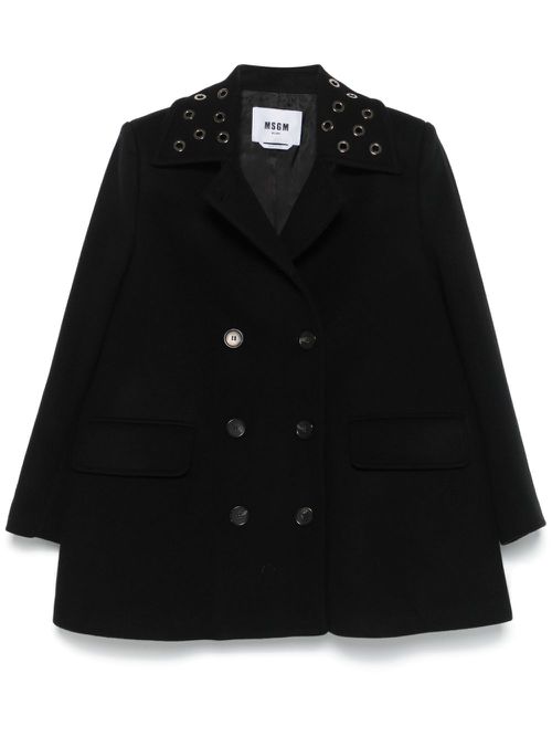 Eyelet-detail coat - Black