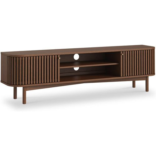 Shorwell Dark Oak 180cm Slatted Large TV Unit for Living Room Roseland